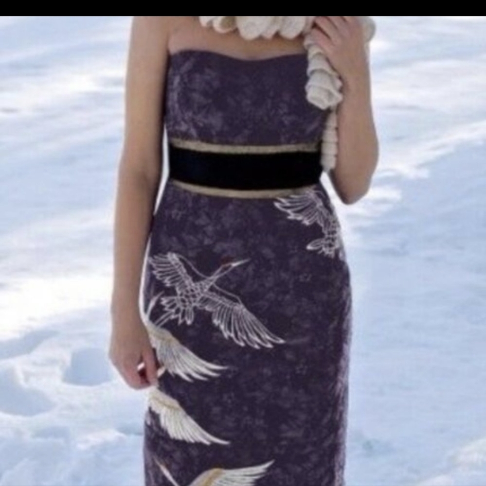 EUC Anthropologie Floreat Purple and Gold Mini Dress Size 2